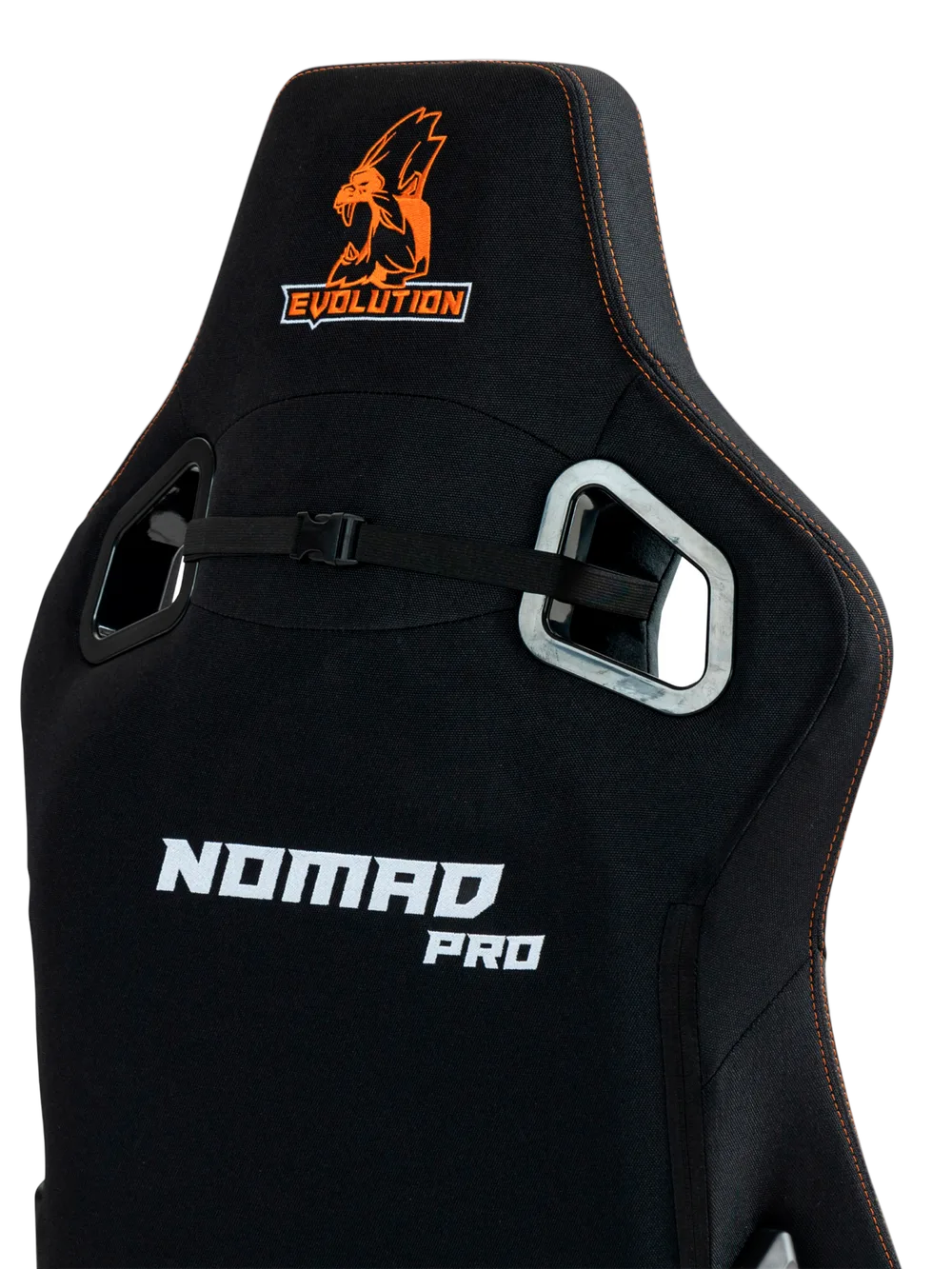 Игровое кресло NOMAD PRO, вид сзади, черно-оранжевое