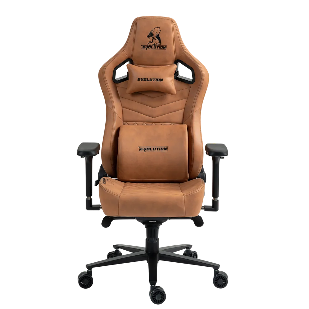 Игровое кресло EVOLUTION NOMAD PRO, фронтальный вид, коричневое