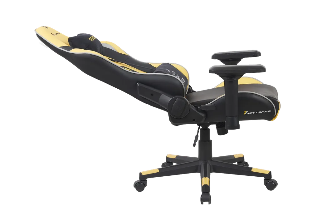 Игровое кресло EVOLUTION Tactic PRO, боковой вид, чёрно-жёлтое