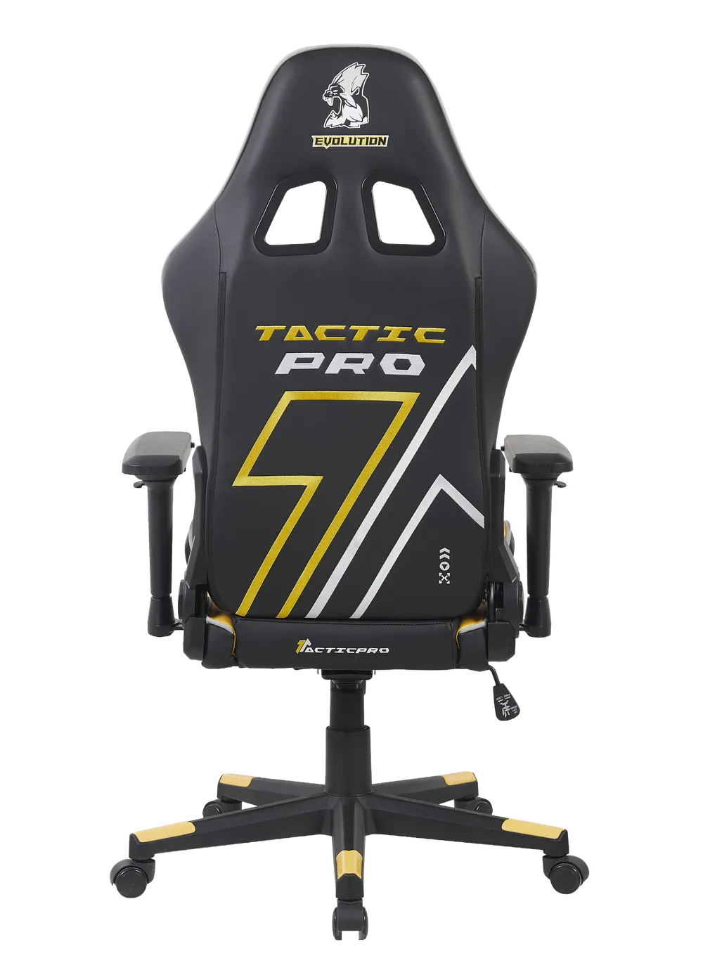 Игровое кресло EVOLUTION Tactic PRO, вид сзади, черно-желтое