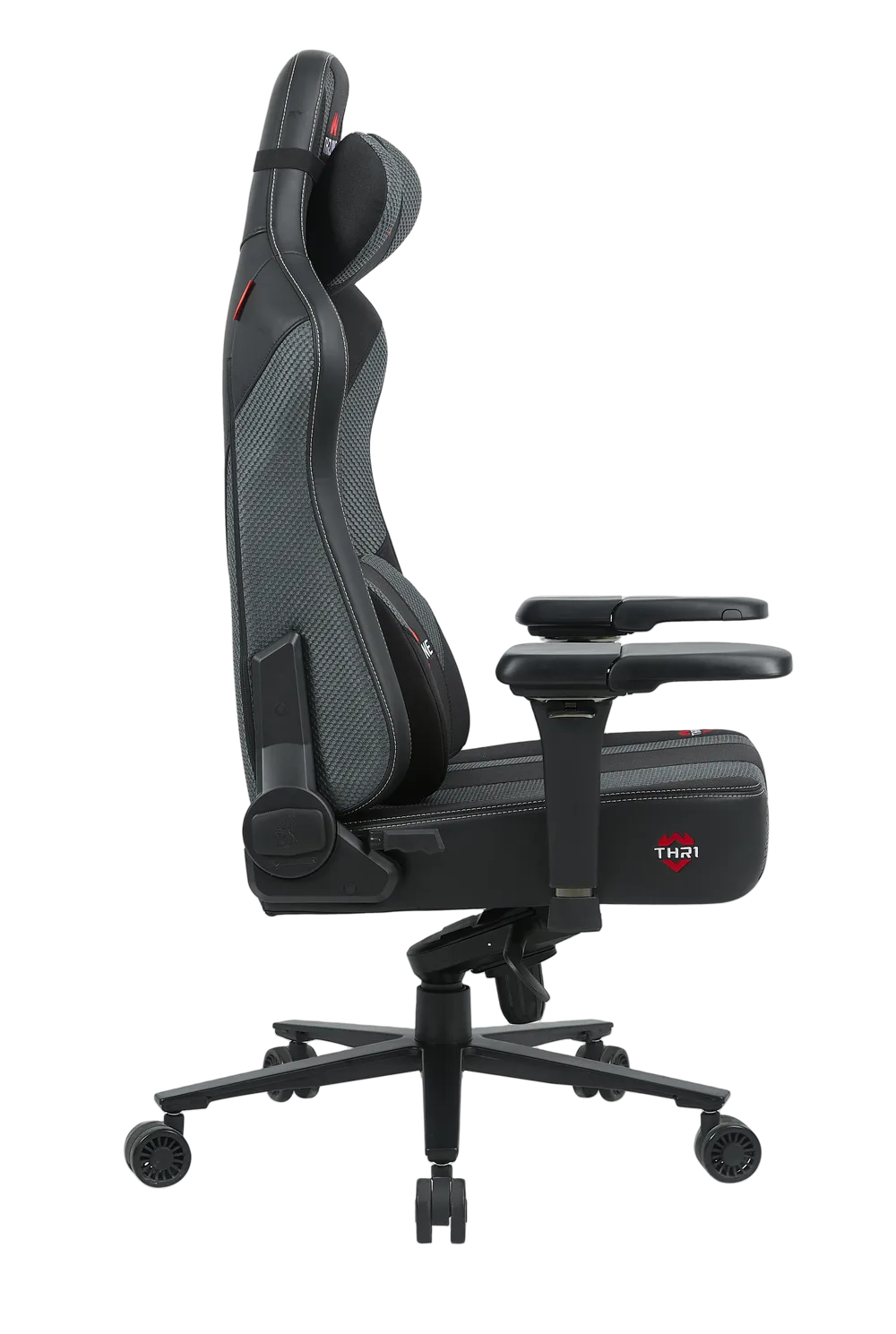 Игровое кресло EVOLUTION Throne, вид сбоку, тёмно-серое