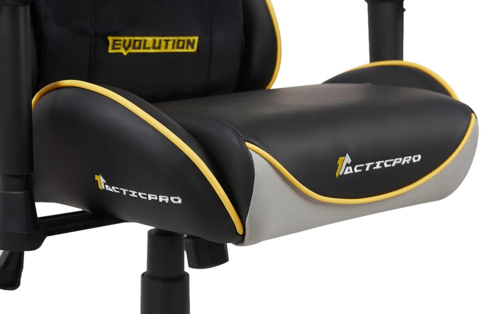 Игровое кресло EVOLUTION Tactic PRO, вид сбоку, черно-желтое