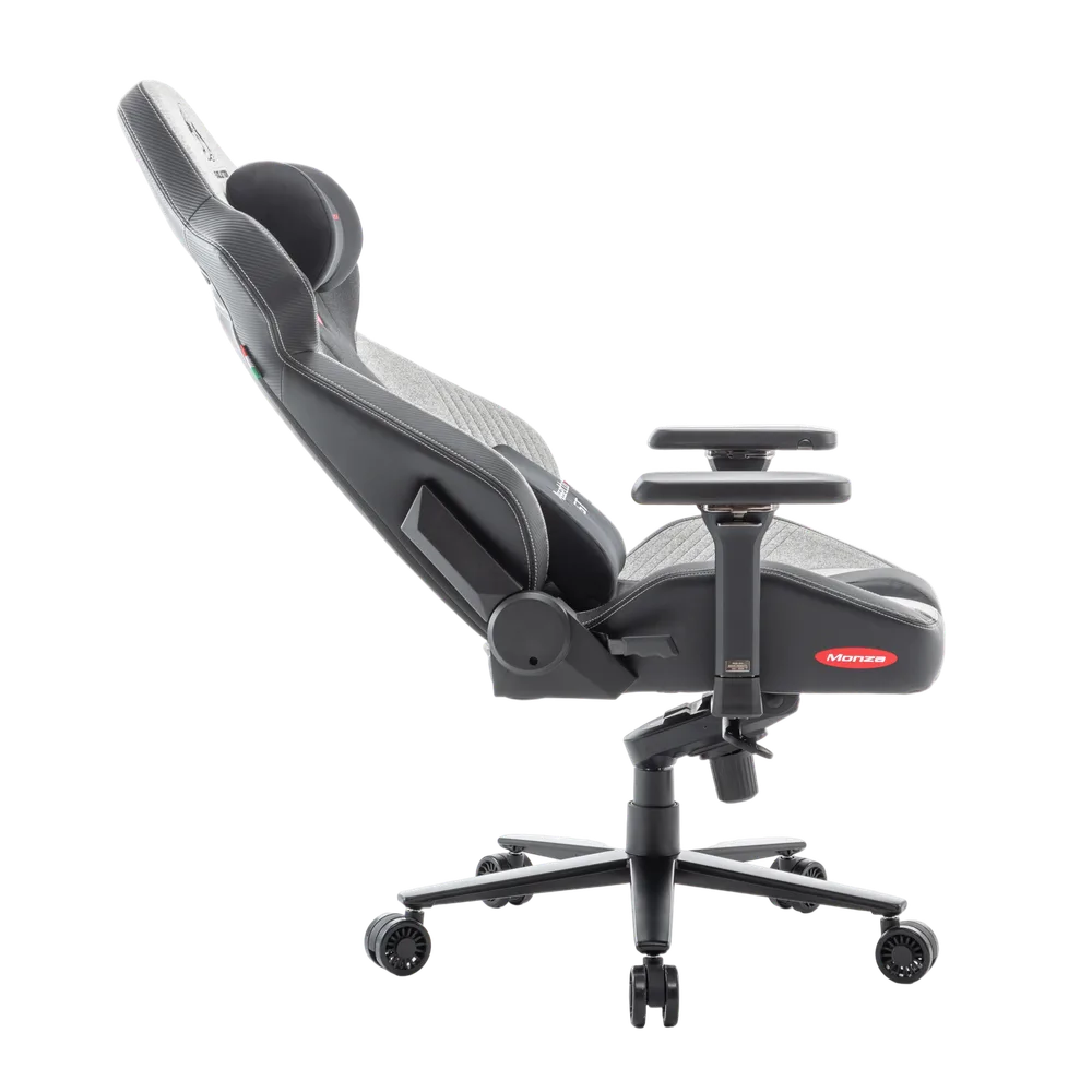 Игровое кресло EVOLUTION ASSETTO GT, боковой вид, чёрно-серое