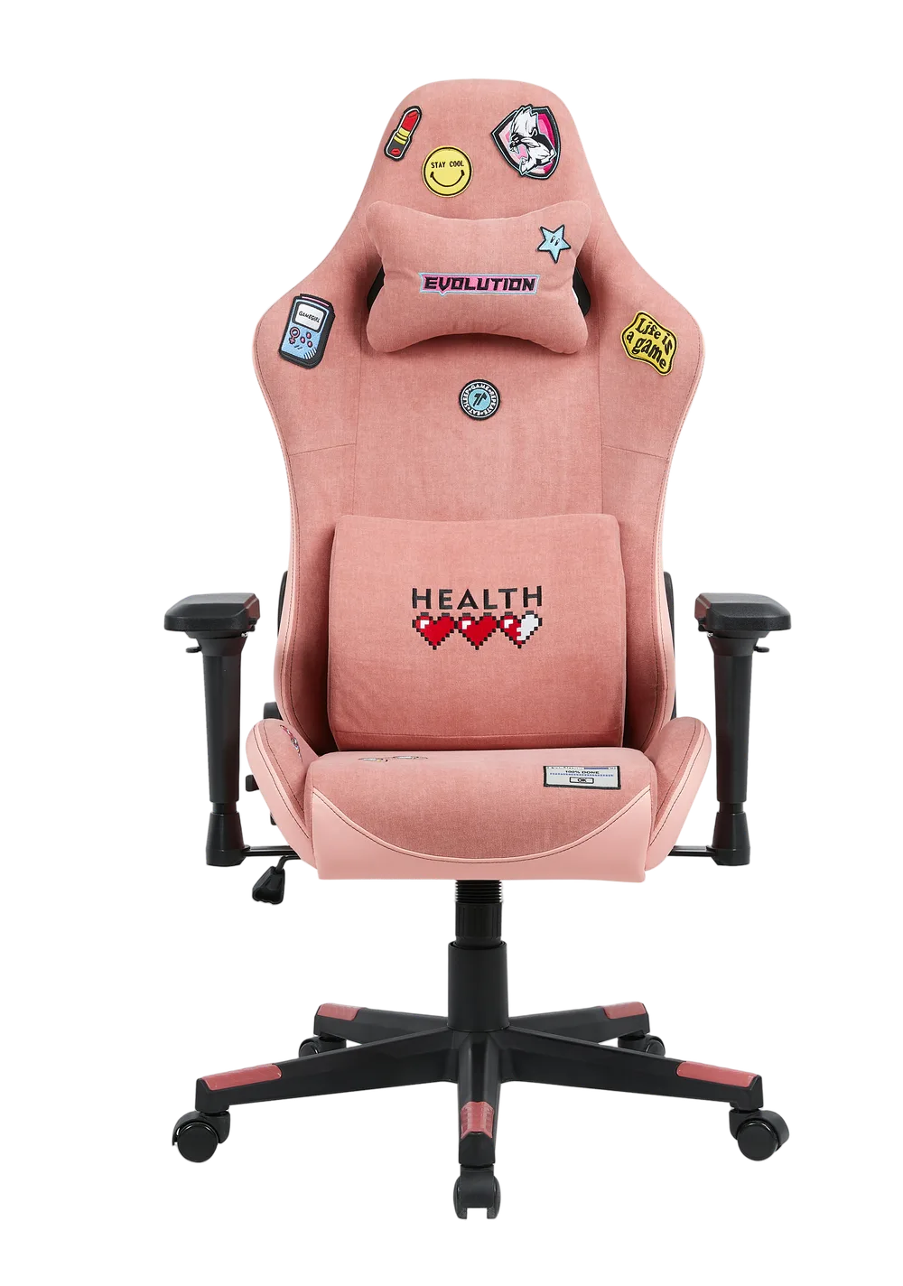 Игровое кресло EVOLUTION REBEL GIRL EDITION V2, вид спереди, розовое