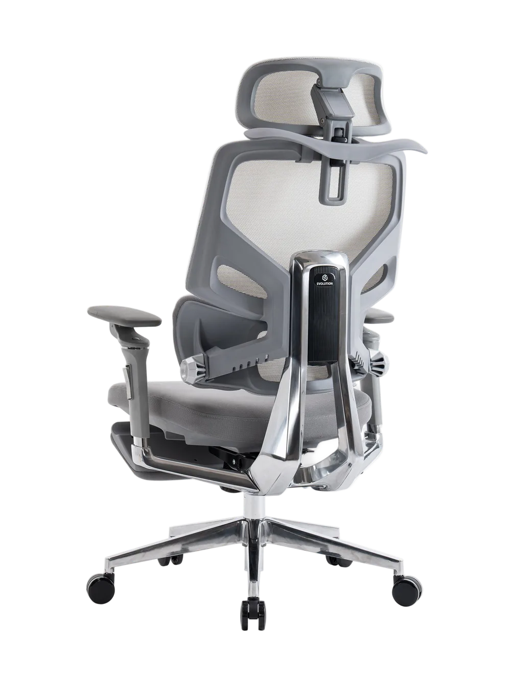 Игровое кресло EVOLUTION LumbarPro Elite, вид сзади, серый цвет