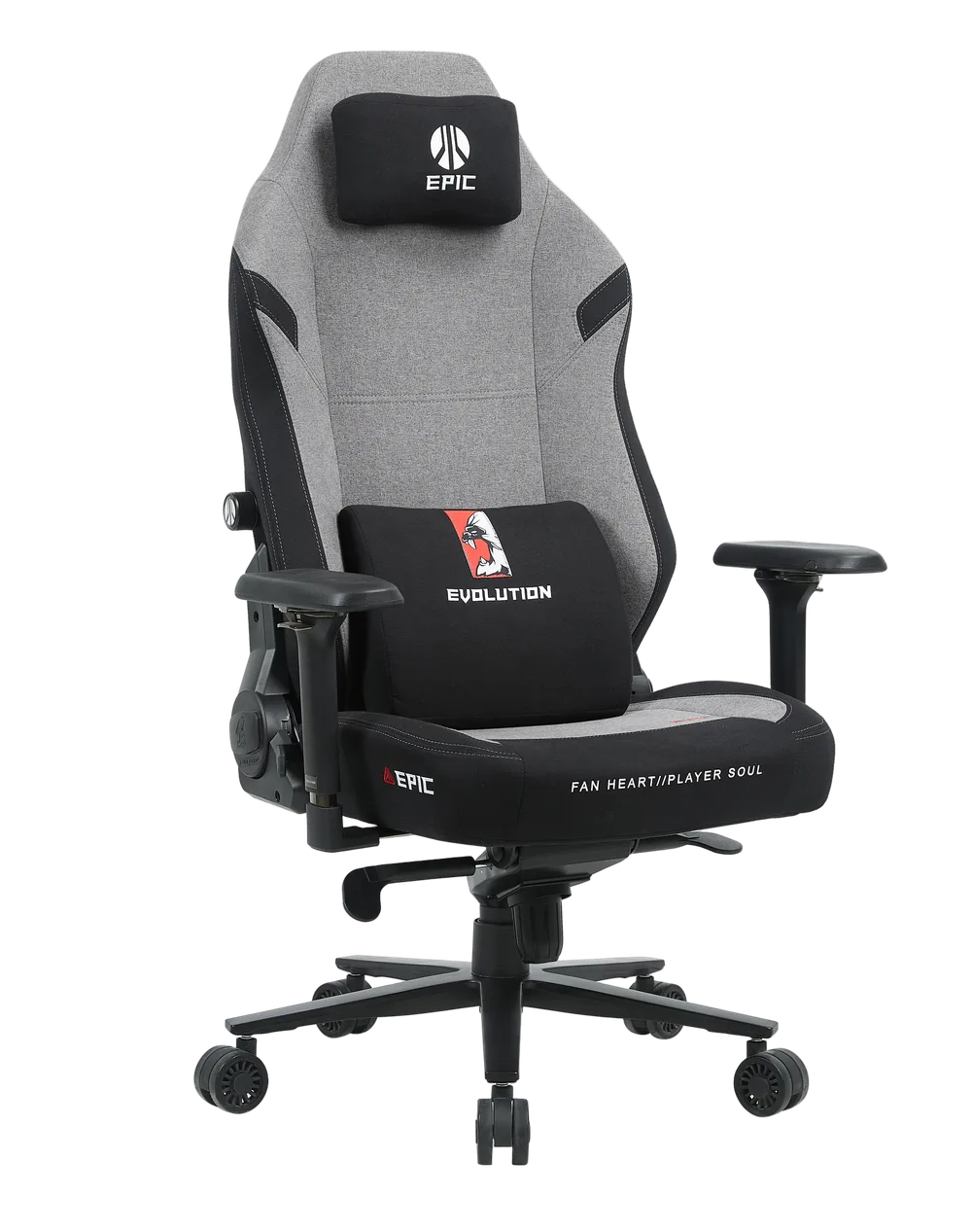 Игровое кресло EVOLUTION EPIC FABRIC Grey, фронтальный вид