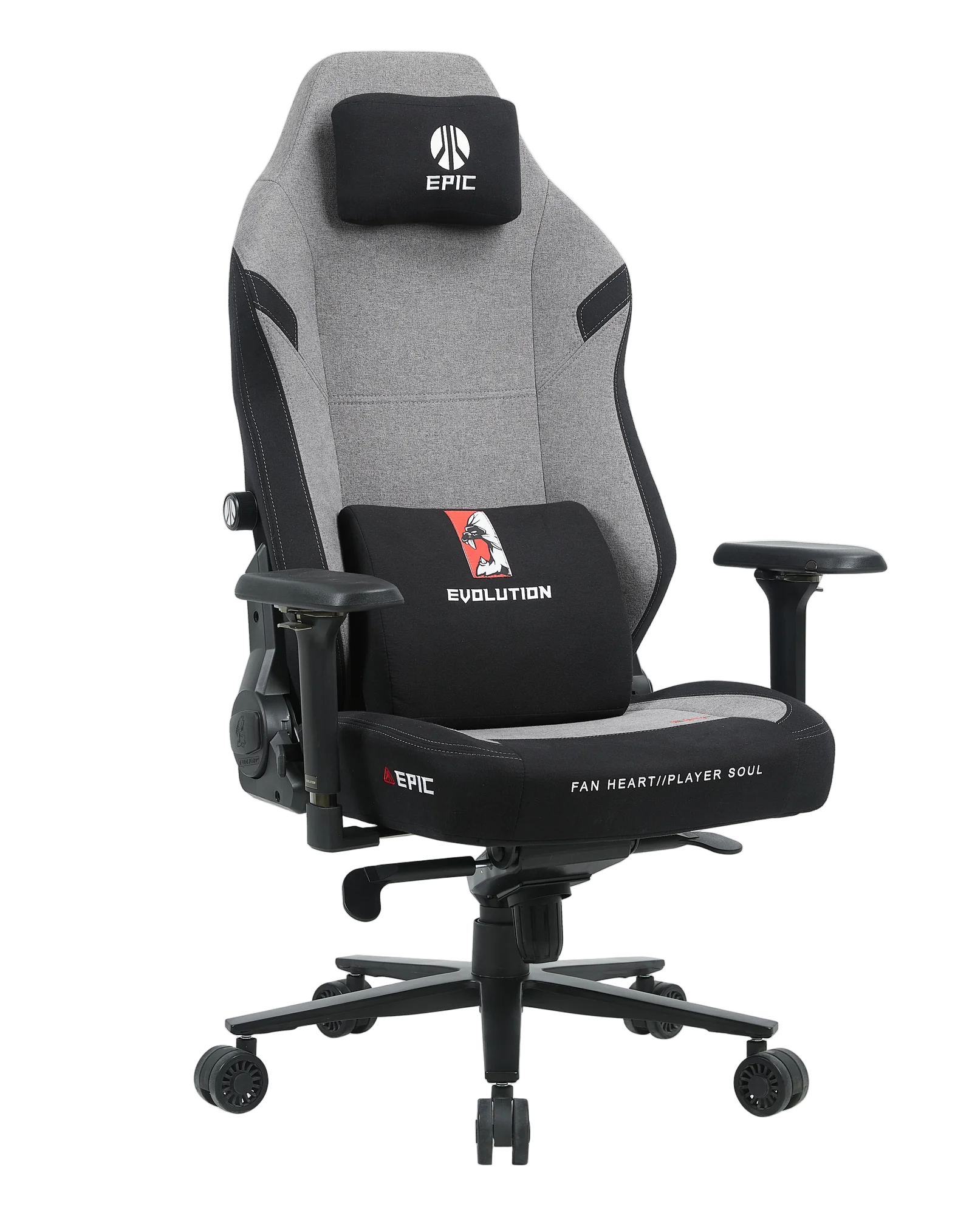 Игровое кресло EVOLUTION EPIC FABRIC Grey, фронтальный вид
