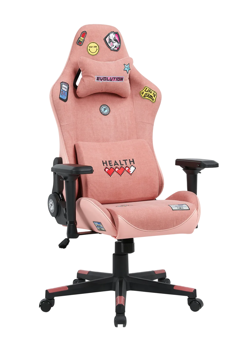 Игровое кресло EVOLUTION REBEL GIRL EDITION V2, розовое с нашивками