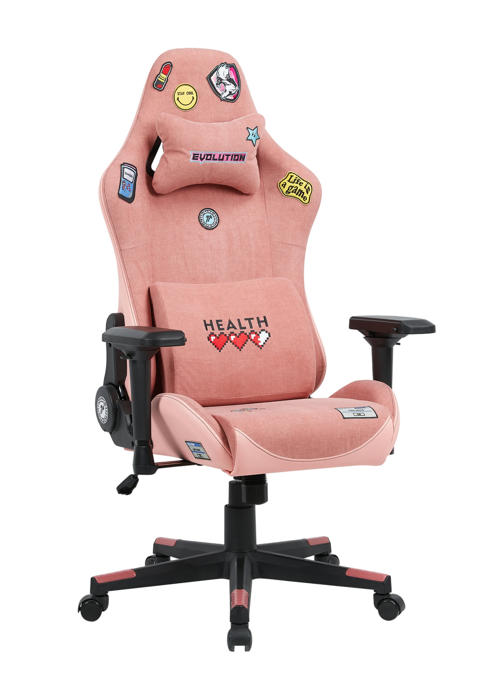 Игровое кресло EVOLUTION REBEL GIRL EDITION V2, розовое с нашивками