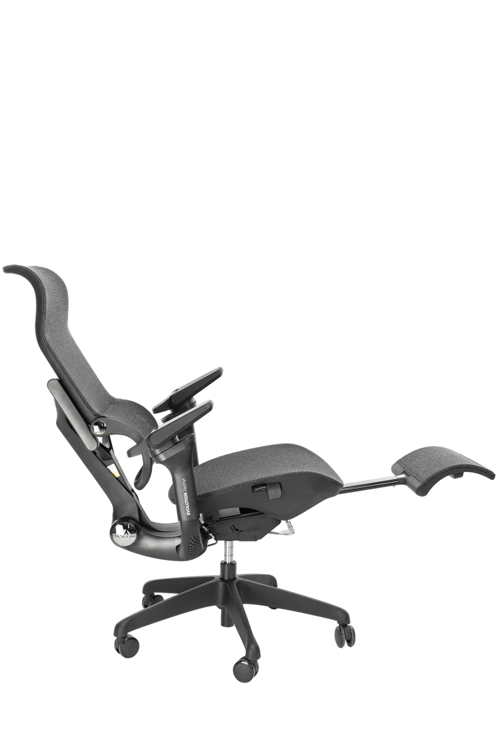 Офисное кресло EVOLUTION Zephyr Black, боковой вид с подножкой
