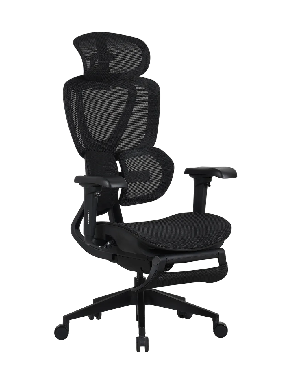 Игровое кресло EVOLUTION LX 1 Black, вид сбоку с подголовником