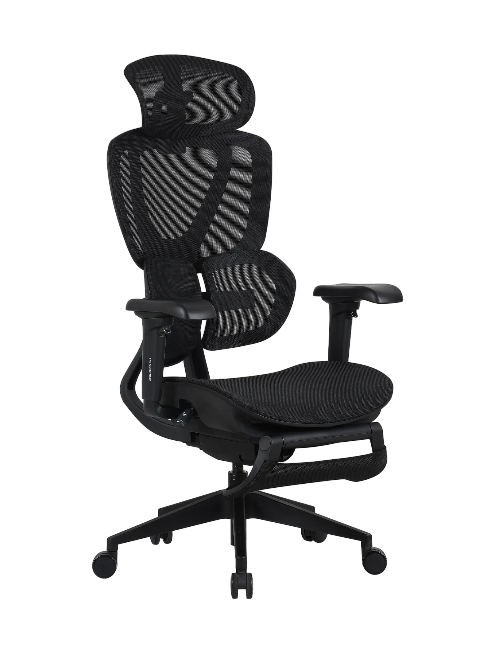 Игровое кресло EVOLUTION LX 1 Black, вид сбоку с подголовником