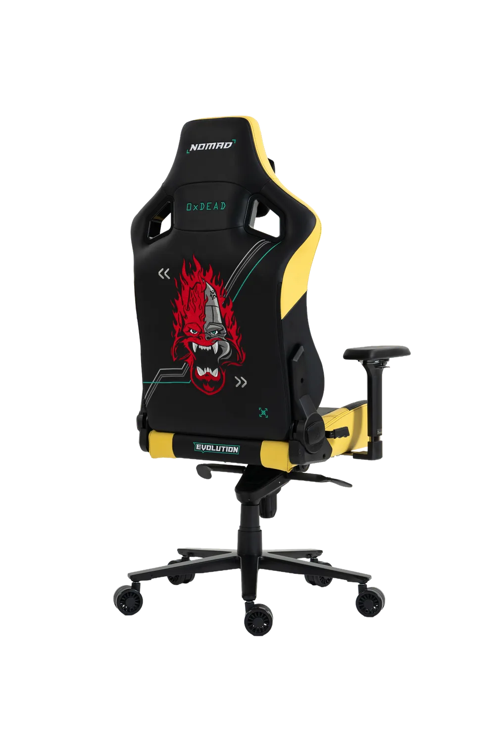 Игровое кресло NOMAD PRO, вид сзади с рисунком