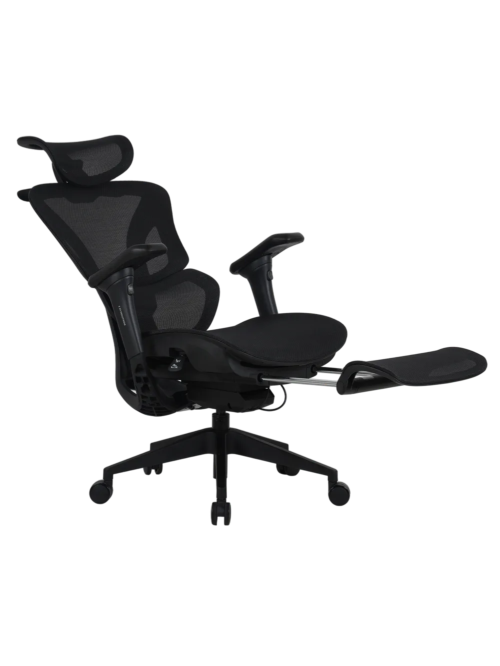 Игровое кресло EVOLUTION LX 3 Black, вид сбоку с подножкой