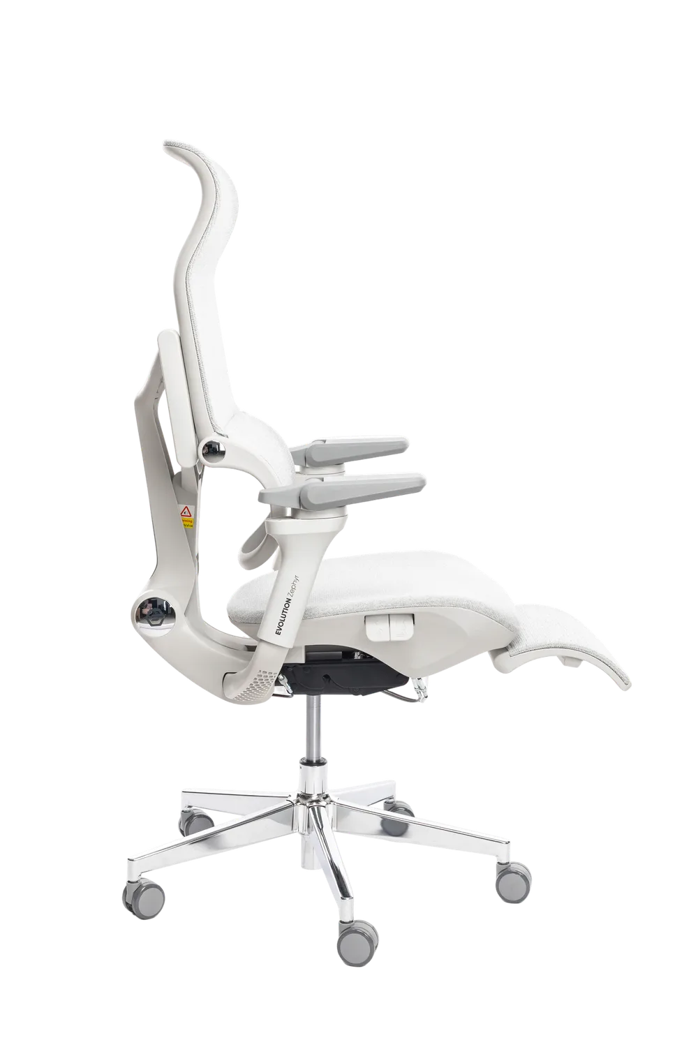 Игровое кресло EVOLUTION Zephyr, вид сбоку, белый цвет