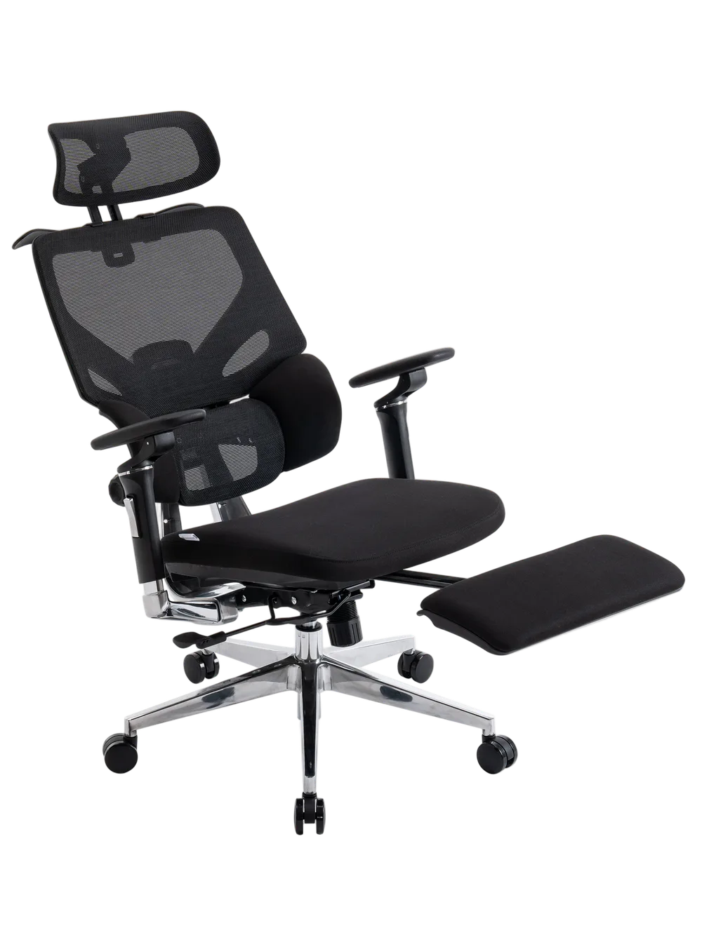 Игровое кресло EVOLUTION LumbarPro Elite, вид сбоку с подставкой для ног
