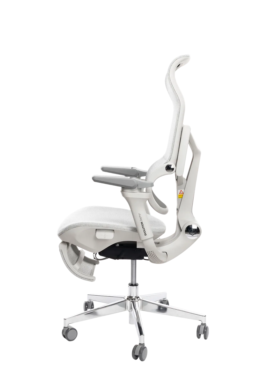 Игровое кресло EVOLUTION Zephyr, боковой вид, серое