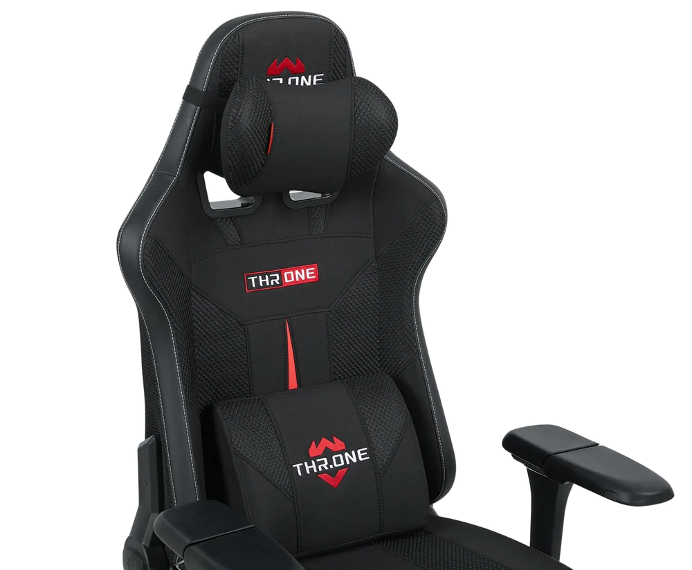 Игровое кресло EVOLUTION Throne Black, вид спереди с подушками