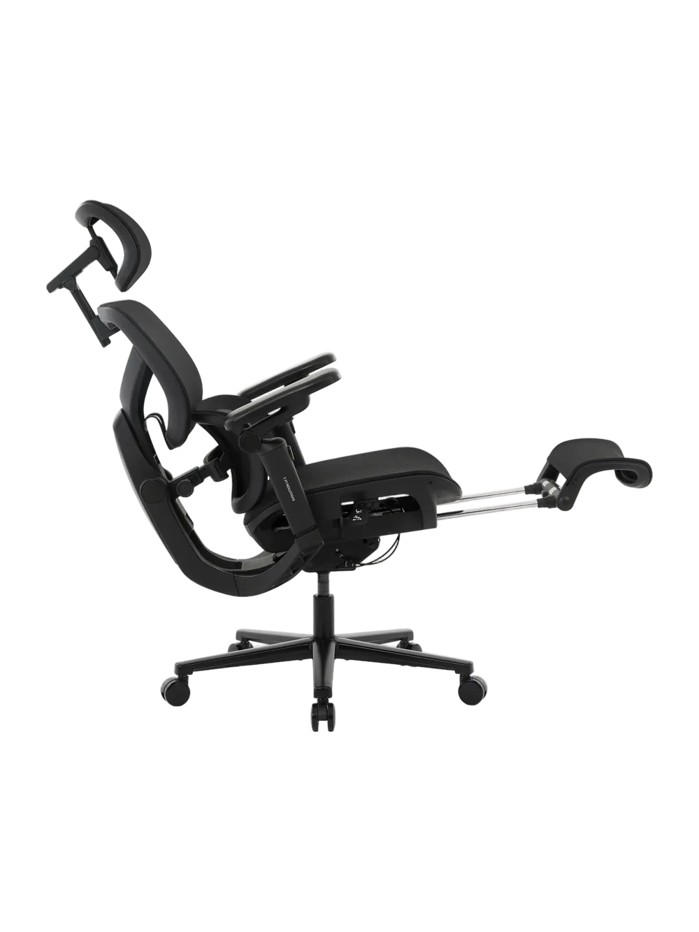 Игровое кресло EVOLUTION LX 5 Black, боковой вид с подставкой для ног