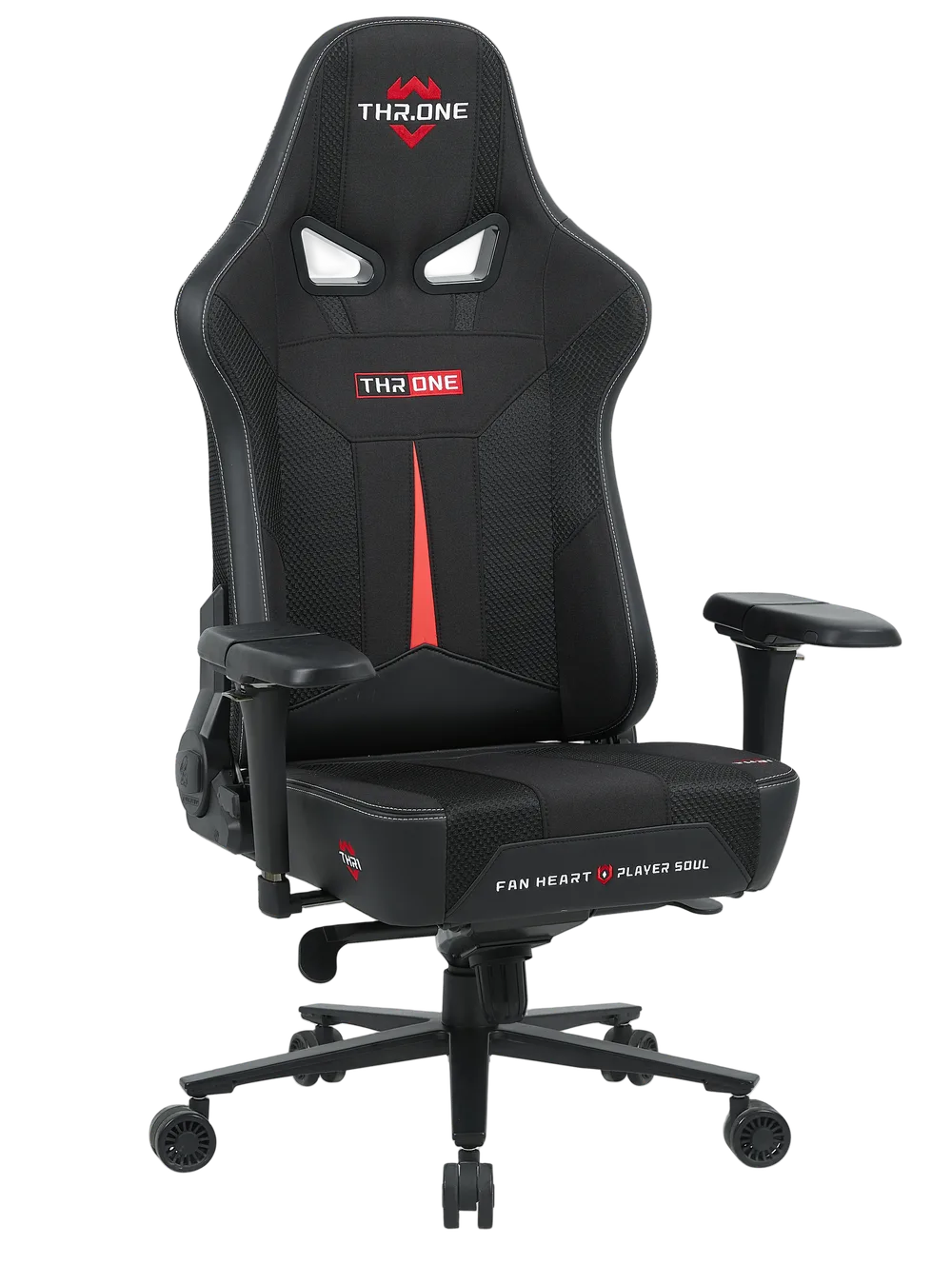 Игровое кресло EVOLUTION Throne Black, вид спереди с подлокотниками