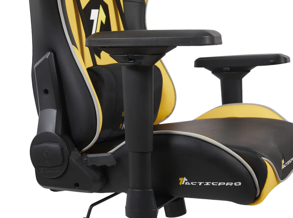 Игровое кресло EVOLUTION Tactic PRO, боковой вид, черно-желтое