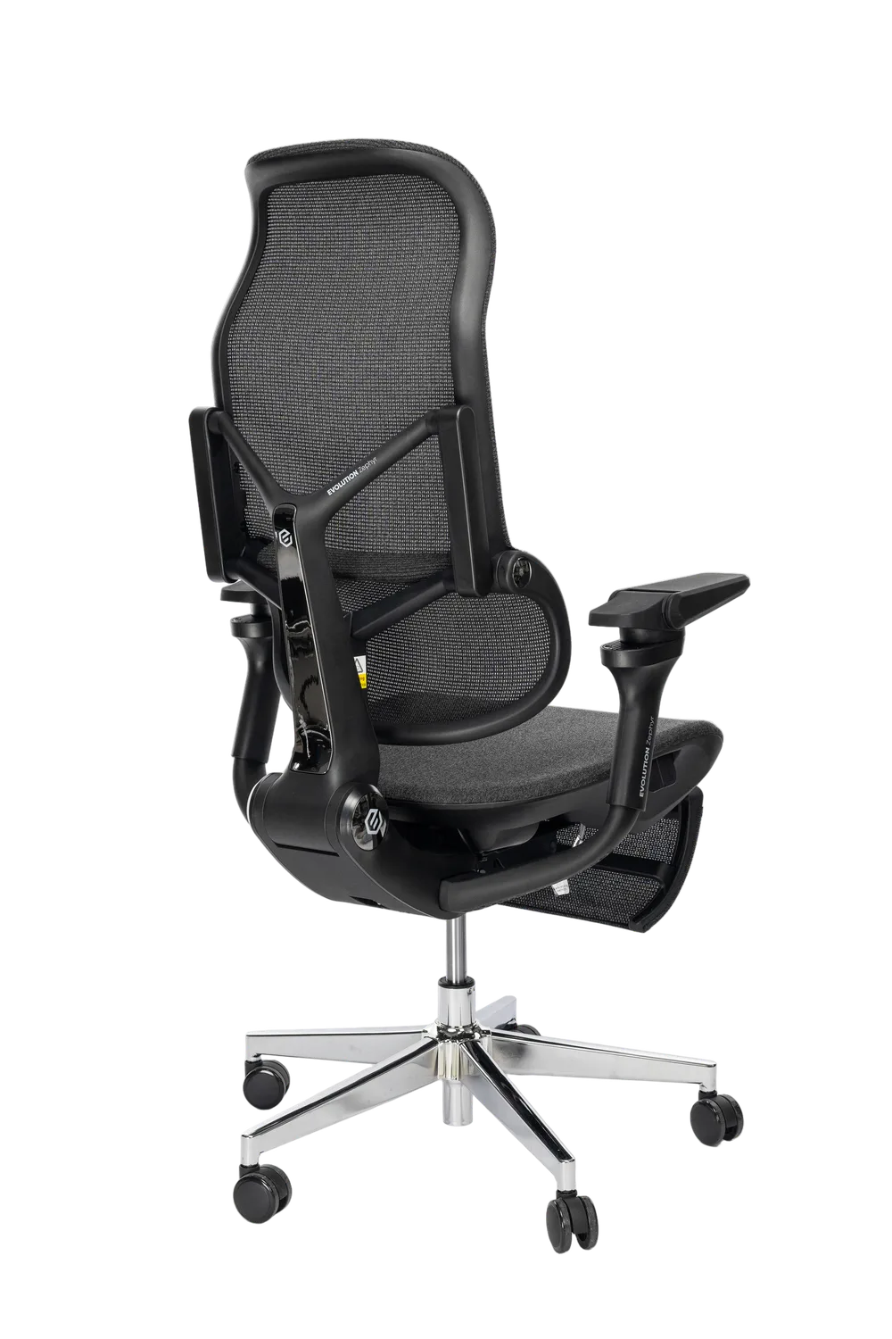 Игровое кресло EVOLUTION Zephyr, боковой вид, черная ткань