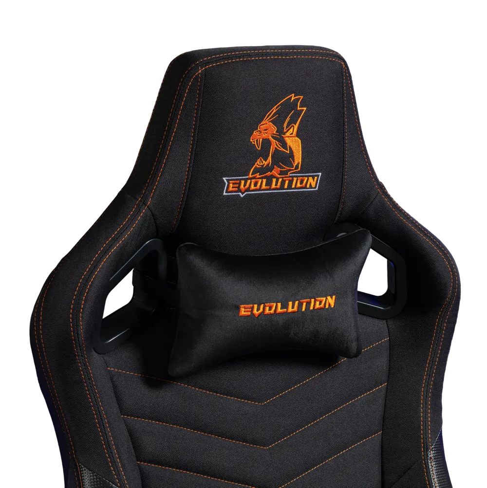 Игровое кресло EVOLUTION NOMAD PRO, вид спереди, черно-оранжевое