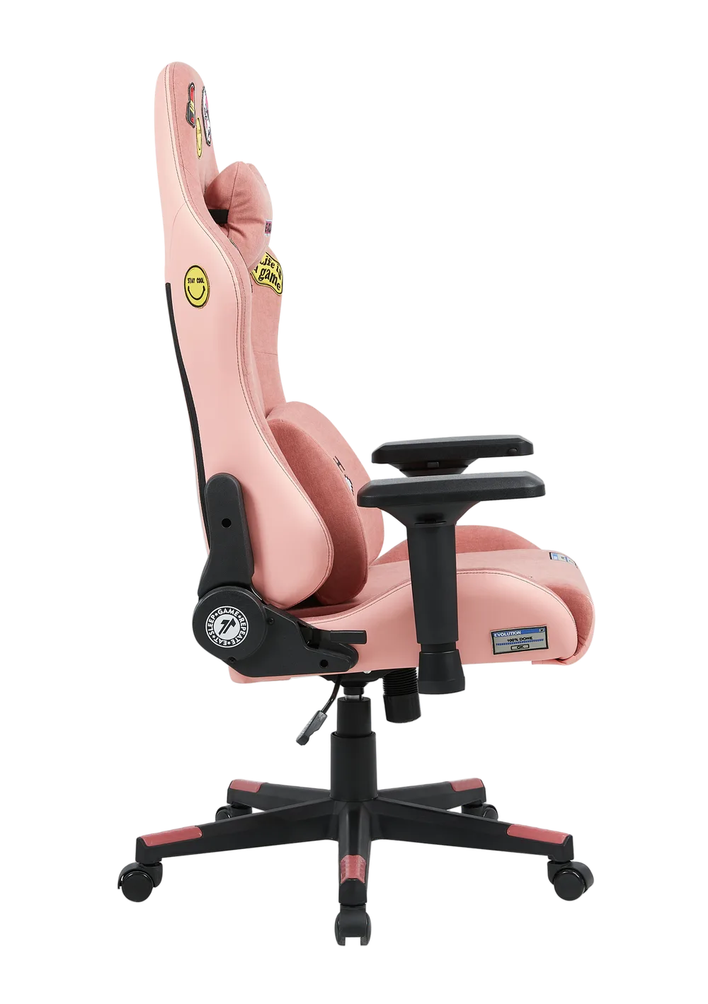 Игровое кресло EVOLUTION REBEL GIRL, вид сбоку, розовое