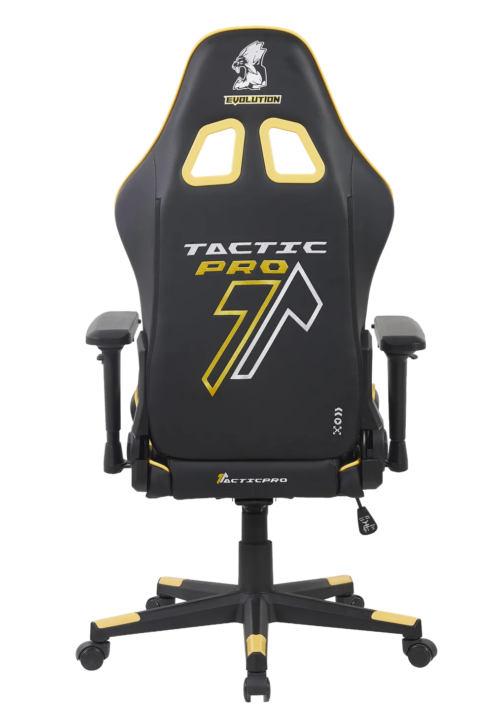 Игровое кресло EVOLUTION Tactic PRO, вид сзади, черно-желтое