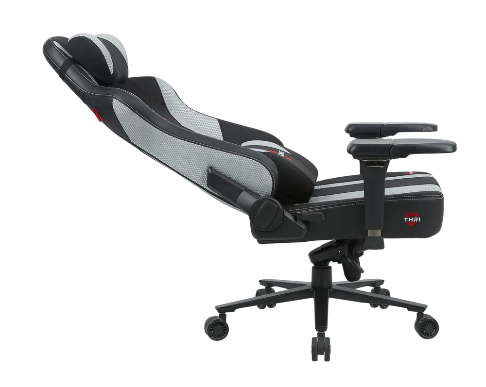 Игровое кресло EVOLUTION Throne Grey, боковой вид в наклоне