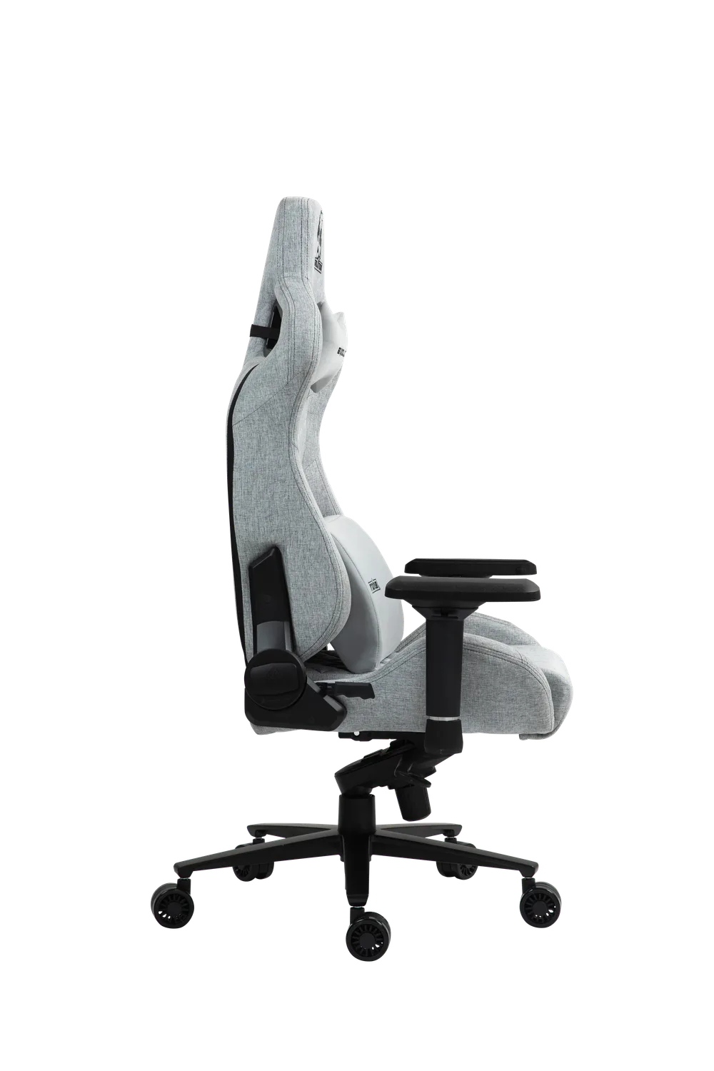 Игровое кресло EVOLUTION CONQUEROR, боковой вид, серый цвет
