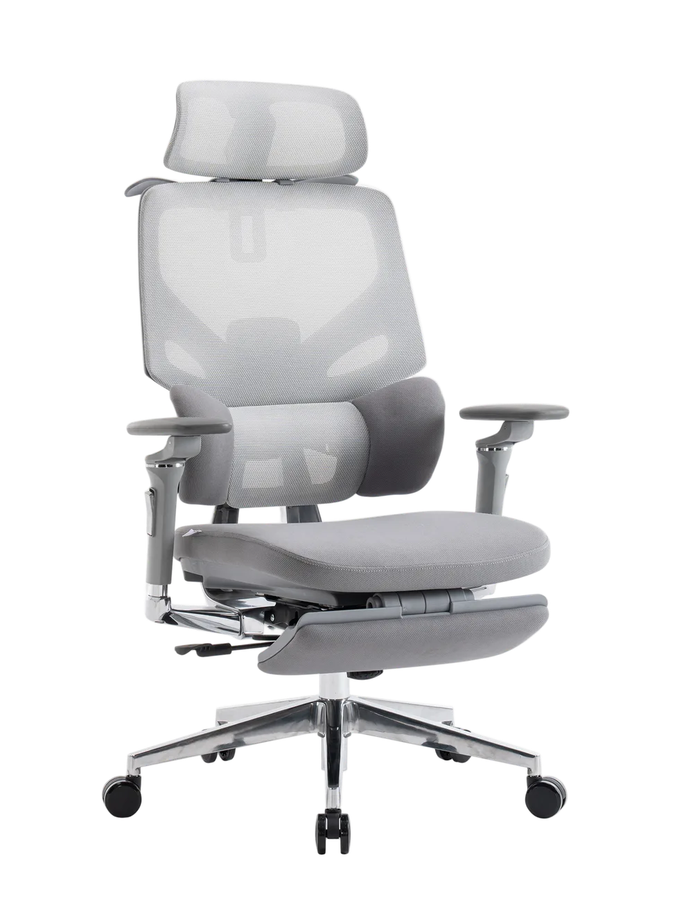 Игровое кресло LumbarPro Elite, серое, вид спереди
