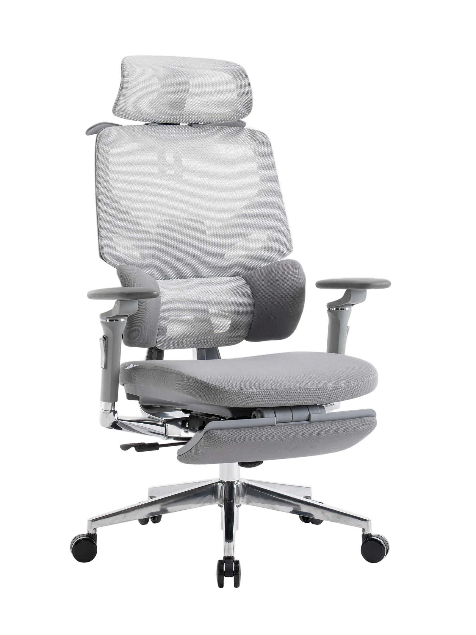 Игровое кресло LumbarPro Elite, серое, вид спереди