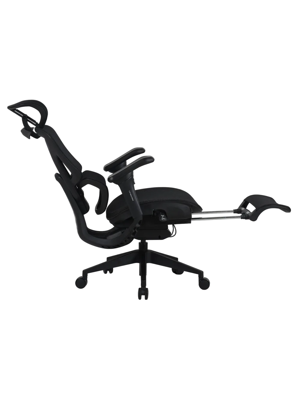 Игровое кресло EVOLUTION LX 3 Black, боковой вид с подножкой