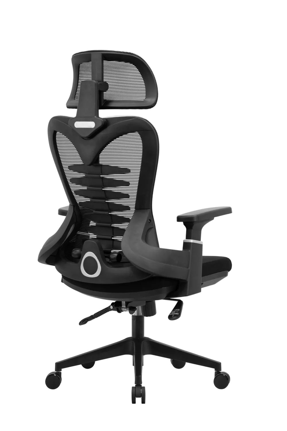Игровое кресло EVOLUTION HarmonySpine, вид сзади, чёрный цвет