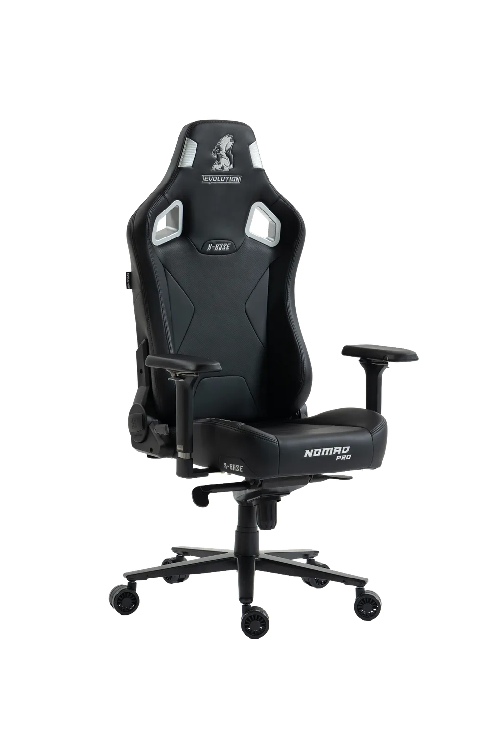 Игровое кресло NOMAD PRO X-BASE, чёрно-серебристое, передний ракурс