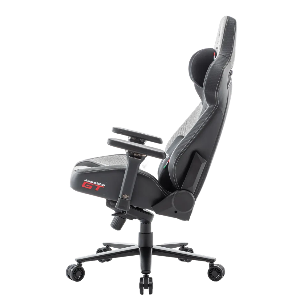 Игровое кресло EVOLUTION ASSETTO GT, вид сбоку, черно-серое