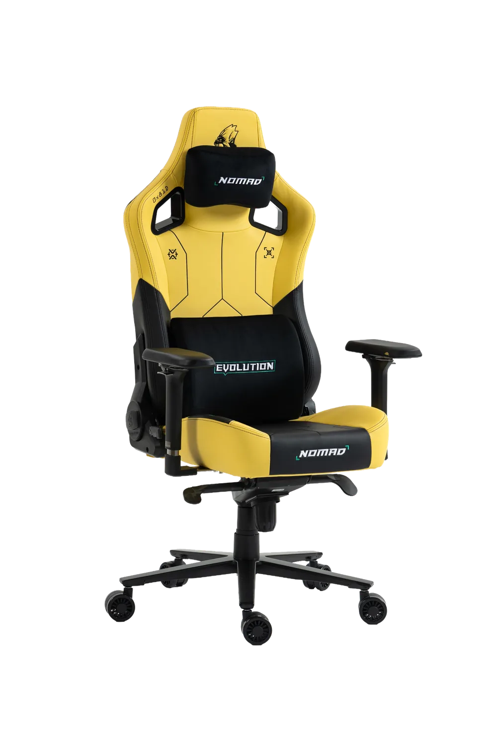 Игровое кресло EVOLUTION NOMAD PRO, вид спереди, жёлто-чёрное