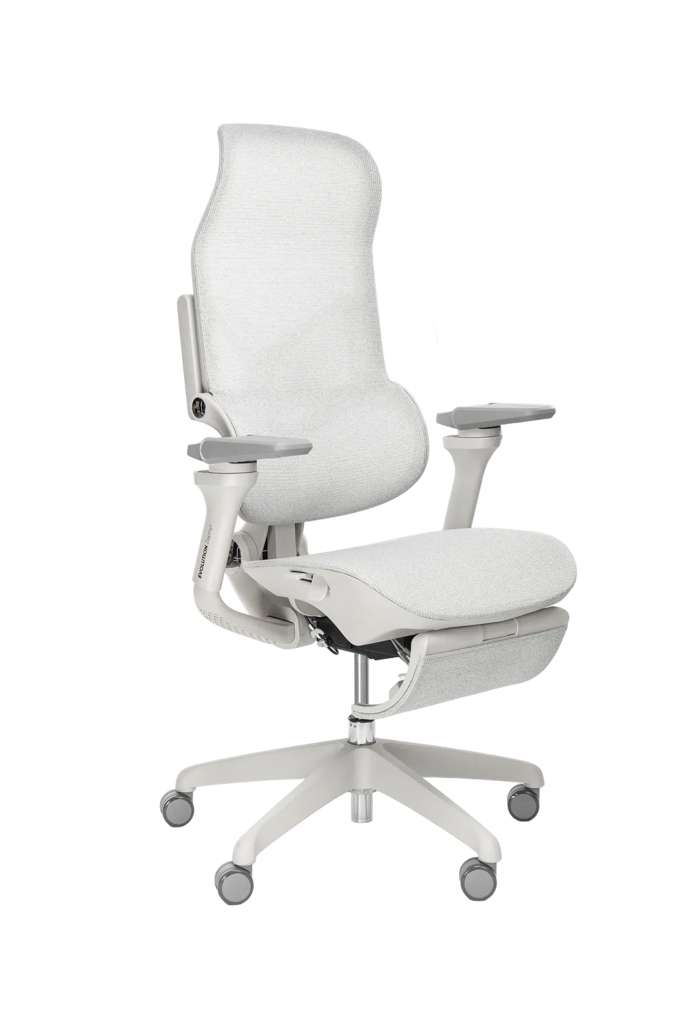 Игровое кресло EVOLUTION Zephyr Grey, боковой вид, серый цвет