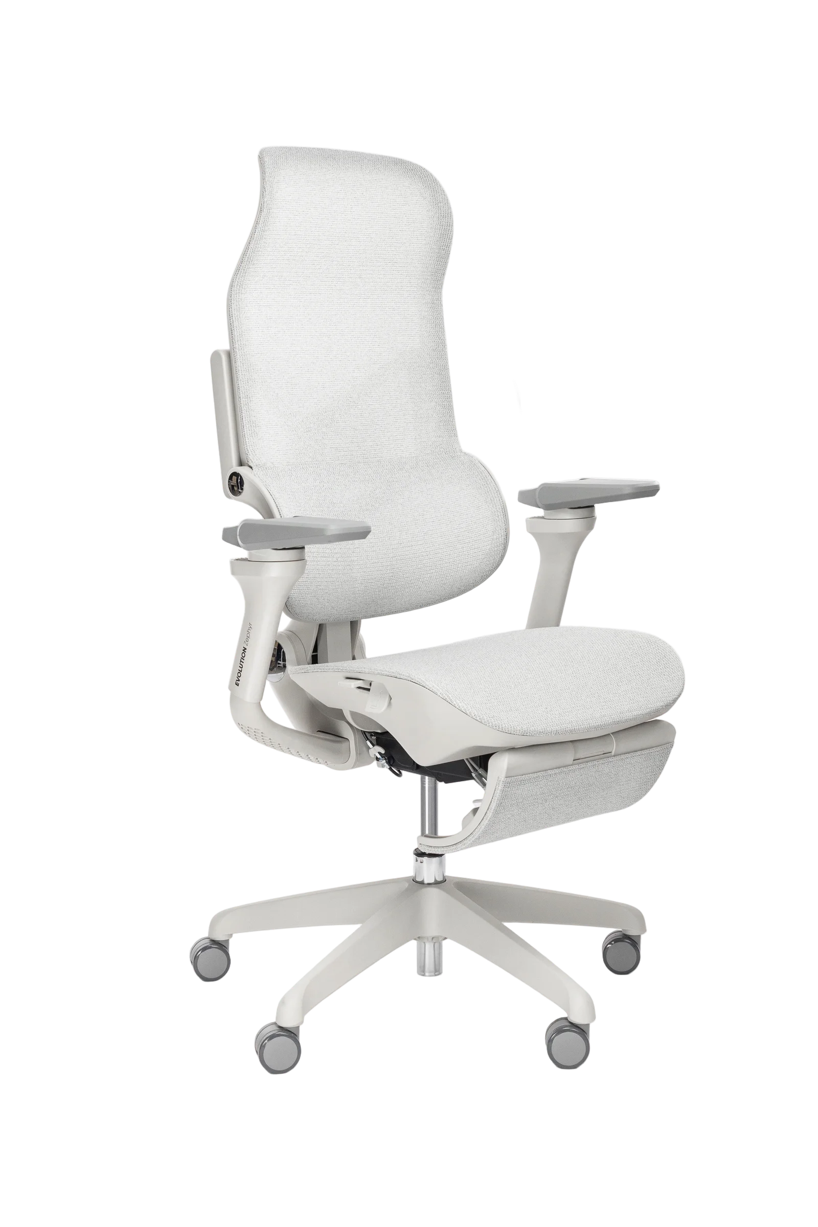 Игровое кресло EVOLUTION Zephyr Grey, боковой вид, серый цвет