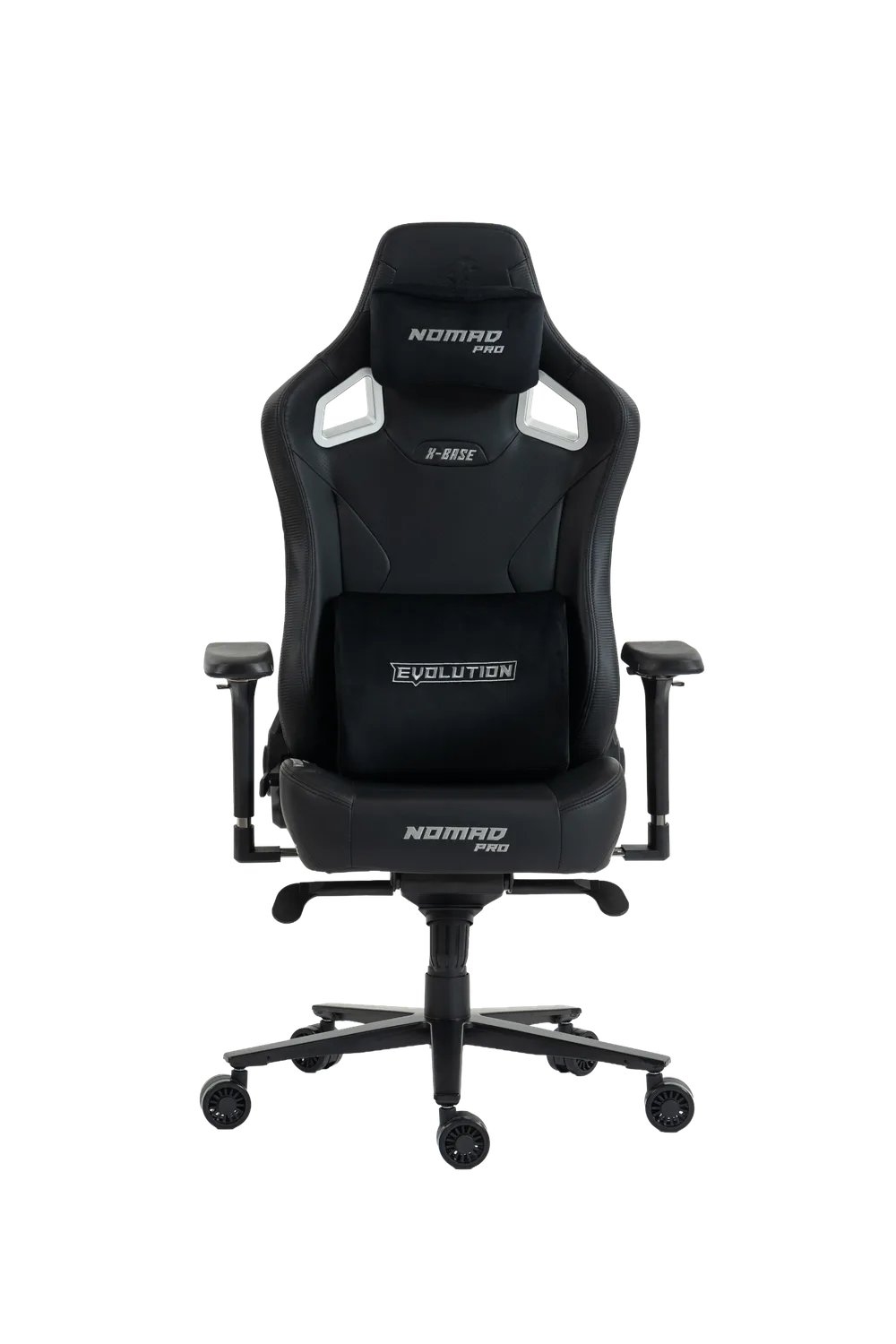 Игровое кресло EVOLUTION NOMAD PRO X-BASE, вид спереди, черное