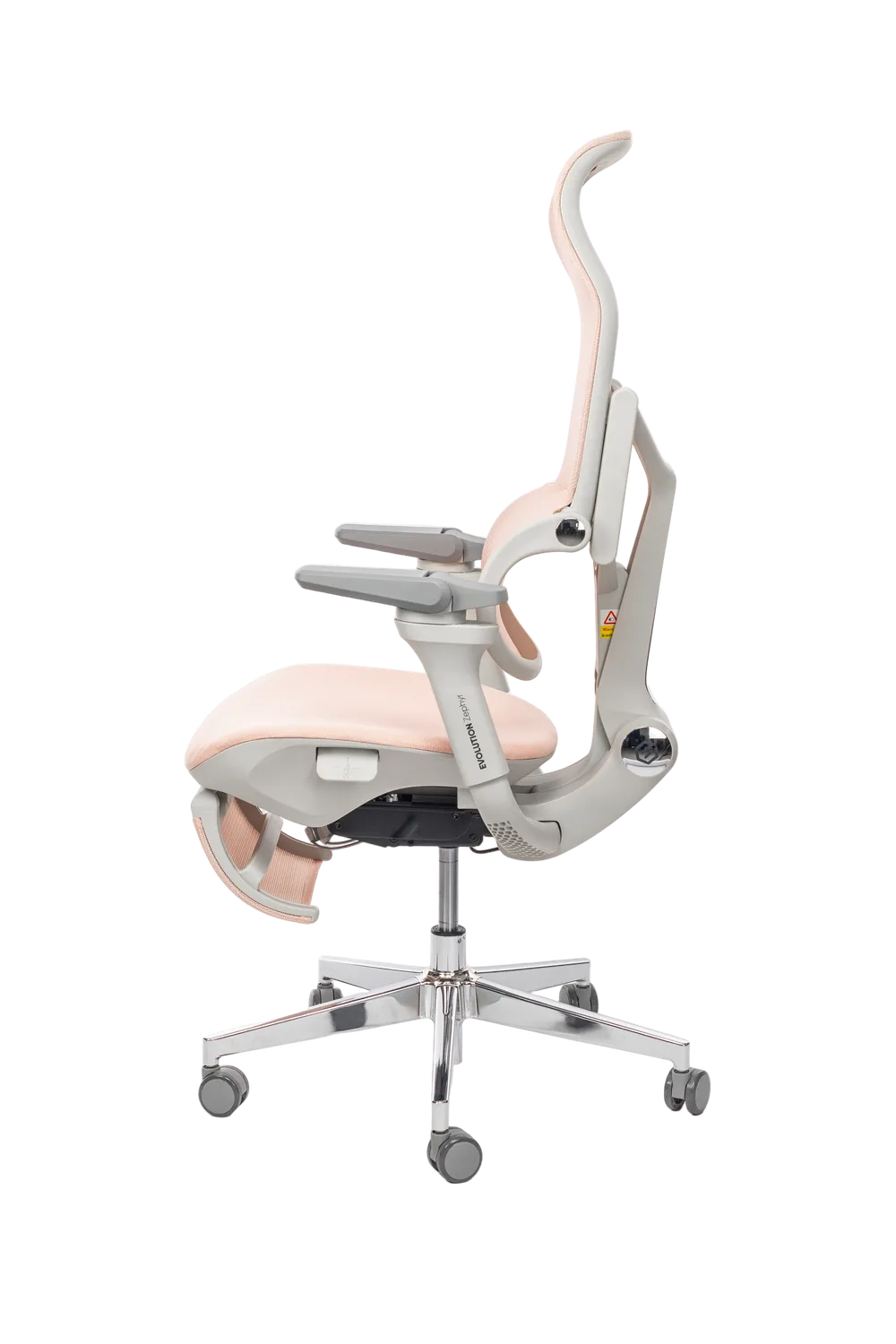 Игровое кресло EVOLUTION Zephyr, вид сбоку, розовый цвет