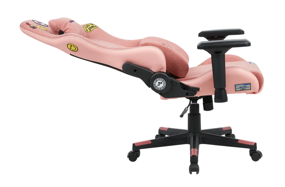 Игровое кресло EVOLUTION REBEL GIRL EDITION V2, розовое, вид сбоку